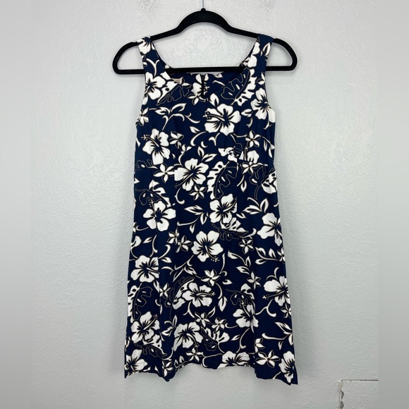 Hilo Hattie Blue Orchid Floral Hawaiian Mini Summer Vacation Dress - Picture 4 of 6